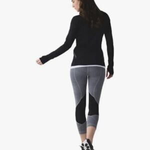 Lululemon Pace Rival Crop Space Dye Camo Black Dark Slate / Black Size 4